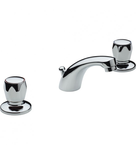 Batteria Lavabo Tradizionale A Tre Fori Cromo + Piletta 11/4