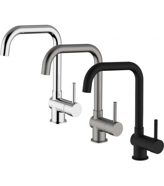 Miscelatore Lavello Laterale Con Canna A L Nickel Spazzolato