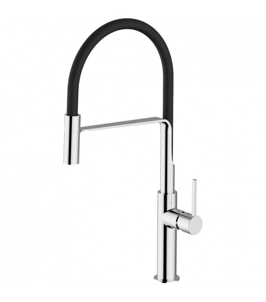 Miscelatore Lavello Con Tubo Siliconico E Doccetta Orientabile Cromo