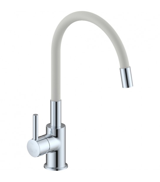 Miscelatore Lavello A Canna In Gomma Flessibile Snake Bianco -