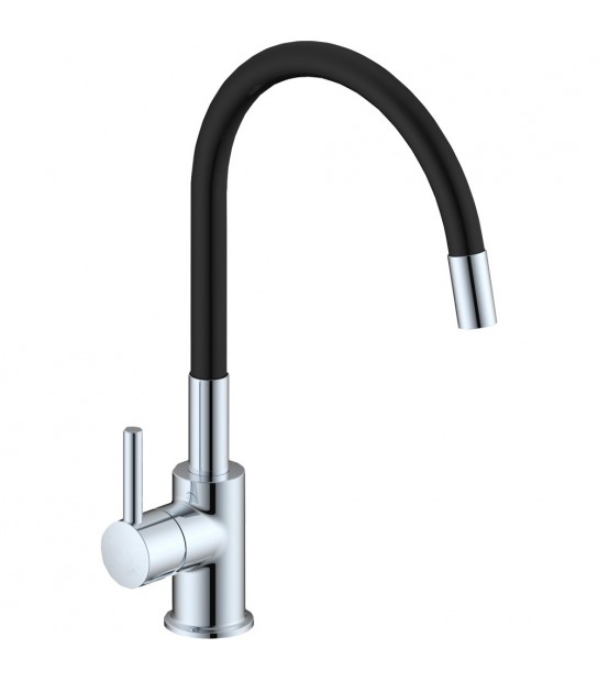 Miscelatore Lavello A Canna In Gomma Flessibile Snake Nero -