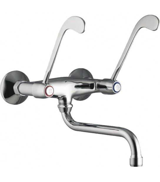 Miscelatore Lavello A Muro Con Doppia Leva Clinica Cromo - 1/2