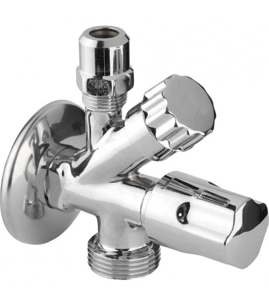 Rubinetto Sottolavabo Combinato A 3 Vie 1/2X3/4X D.10 + Rosetta