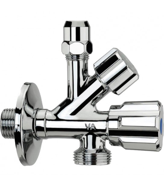 Rubinetto Sottolavabo Combinato Lavatrice A 3 Vie 1/2X3/4X D.10 + Rosetta