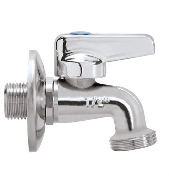 Rubinetto Lavatrice A Sfera Lusso In Ottone Cromato 1/2X3/4 + Rosetta