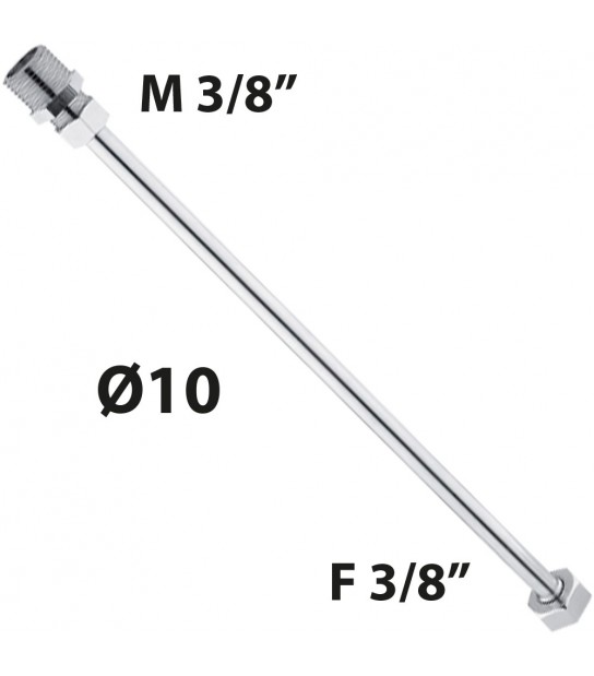 Tubetto Rame Cromato D.10 Con Cartella + Niples M3/8 + Calotta F3/8 Cm 50
