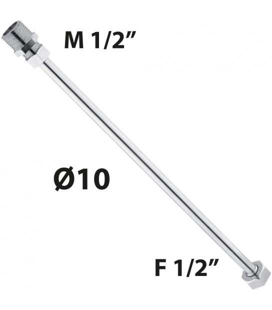 Tubetto Rame Cromato D.10 Con Cartella + Niples M1/2 + Calotta F1/2 Cm 60