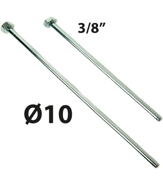 Tubetto Rame Cromato D.10 Con Cartella E Calotta F 3/8 Cm 30