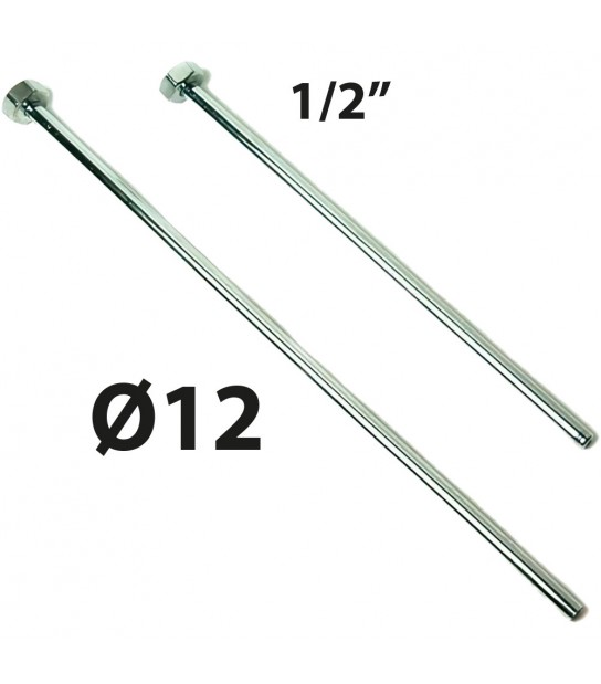 Tubetto Rame Cromato D.12 Con Cartella E Calotta F 3/8 Cm 35