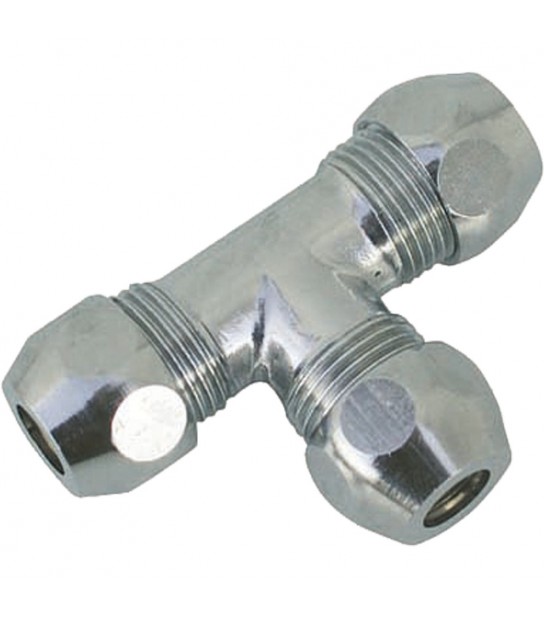 Tee Per Tubetto Rame In Ottone Cromato D.12