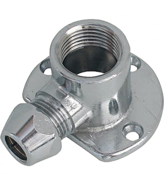 Curva Femmina Per Tubetto Rame Con Flangia In Ottone Cromato F1/2 X D.10