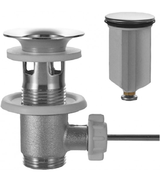 Piletta Di Scarico Saltarello Norton Pesante Con Tappo In Acciaio Inox Lucido 11/4 + Troppo Pieno