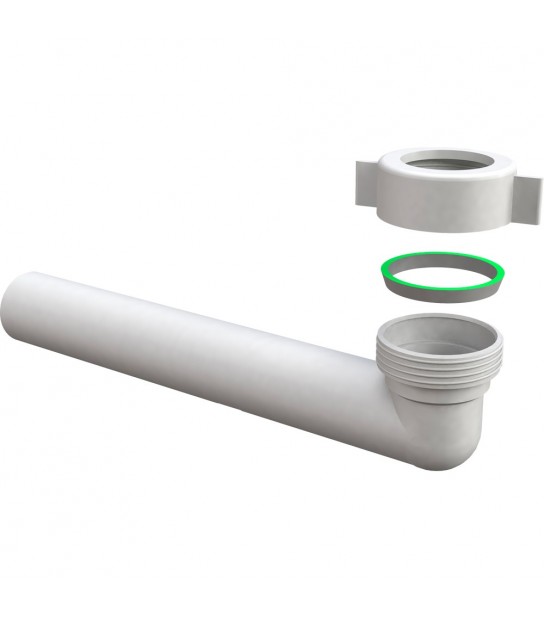 Curva Di Scarico Filettata Con Ghiera E Guarnizione Per Sifone 11/2 X D.40 - L.240 Mm