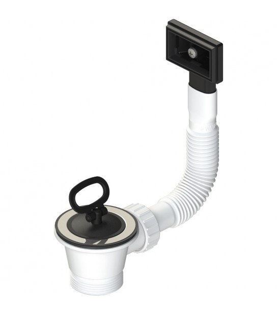 Piletta Per Lavello Inox Con Troppopieno Rettangolare E Tappo A Maniglia 11/2 X D.70 Mm