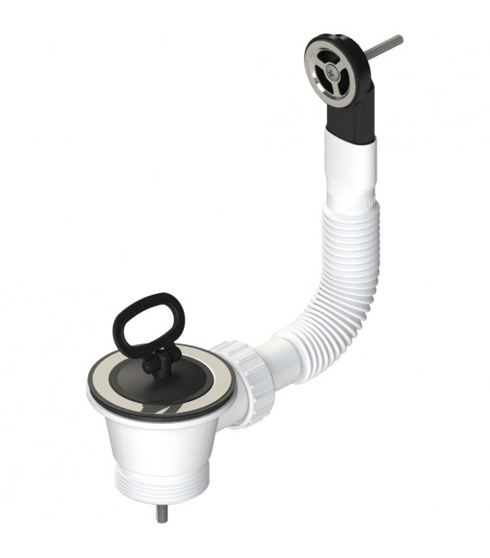 Piletta Per Lavello Inox Con Troppieno Rotondo E Tappo A Maniglia 11/2 X D.70 Mm