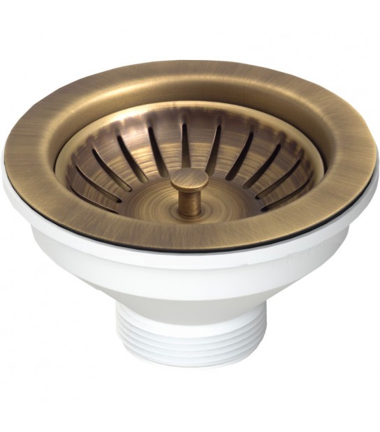 Piletta In Ottone Anticato Per Lavello Cucina Con Foro D.90 Stp 11/2 X D.114 Mm