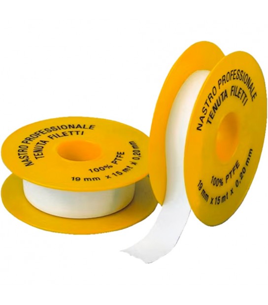 Nastro Teflon Ptfe Professionale Per Uso Gas H.19 X 0,2 Mm - 15 Mt.