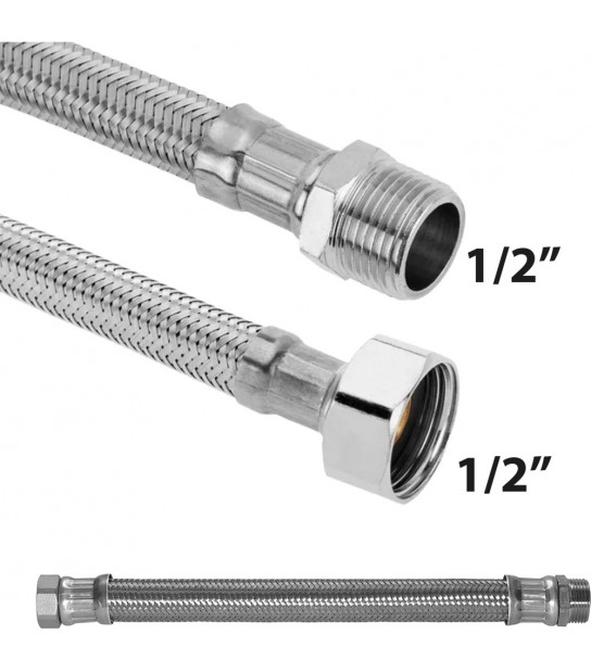 Flessibile In Acciaio Inox M1/2 X 1/2F 20 Cm