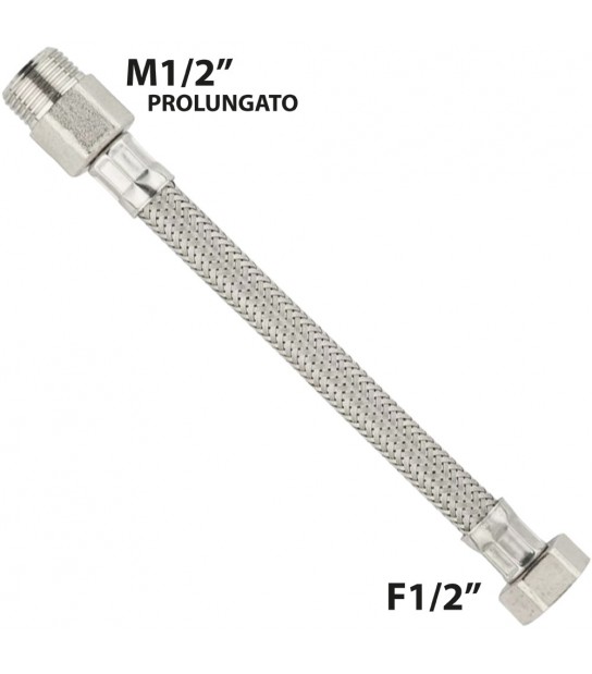 Flessibile In Acciaio Inox M1/2 Prolungato X F1/2 50 Cm - Dn10