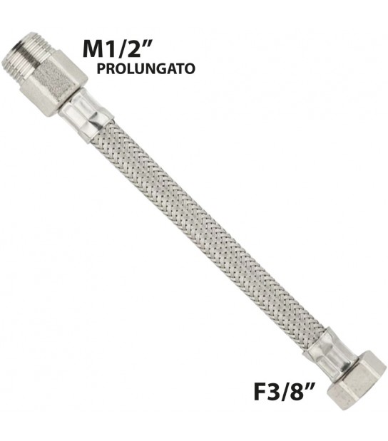 Flessibile In Acciaio Inox M1/2 Prolungato X F3/8 30 Cm - Dn10
