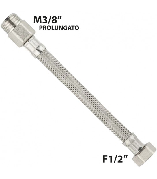 Flessibile In Acciaio Inox M3/8 Prolungato X F1/2 30 Cm - Dn10