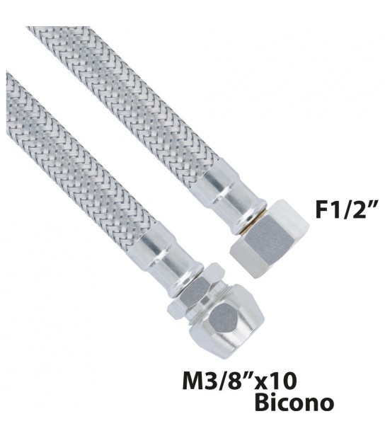 Flessibile In Acciaio Inox F1/2 X M3/8X10 Bicono 30 Cm - Dn10