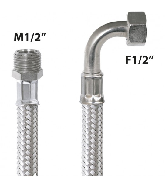 Flessibile In Acciaio Inox M1/2 X Curva F1/2 30 Cm - Dn13