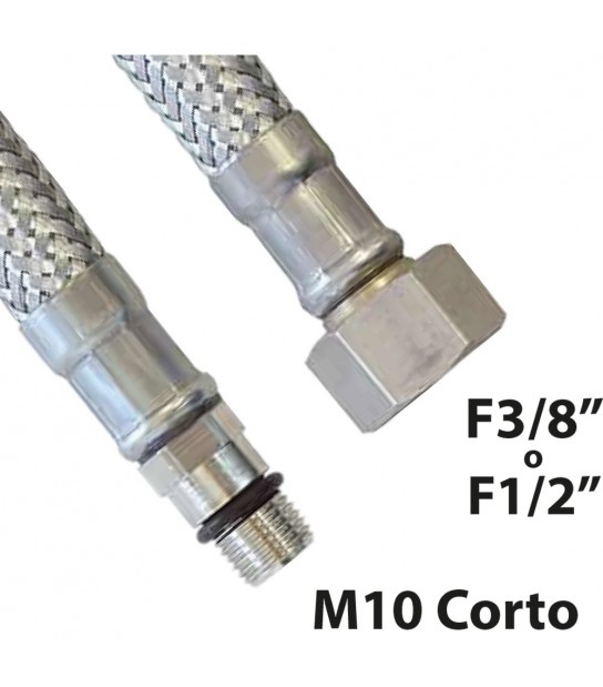 Flessibile In Acciaio Inox Per Monocomando Corto Dn8 F1/2 X M12 - 35 Cm