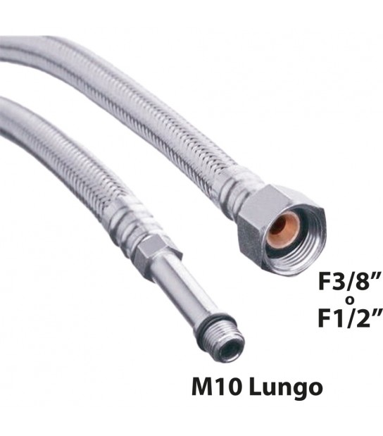 Flessibile In Acciaio Inox Per Monocomando Lungo Dn8 F1/2 X M10 - 35 Cm
