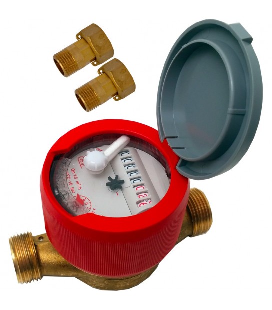 Contatore Acqua Con Quadrante Asciutto A 8 Rulli Per Acqua Calda Usc-8/15 - 1/2