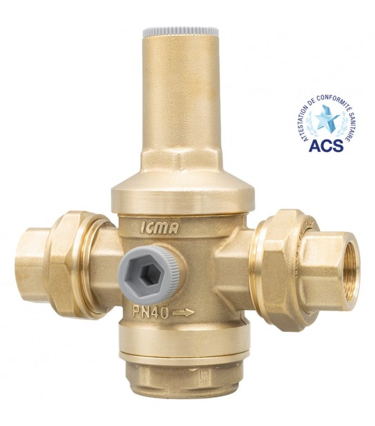 Riduttore Di Pressione Acqua A Pistone Con Attacchi Bocchettone Ff 3/4