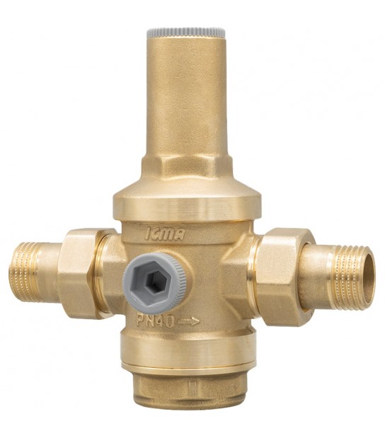 Riduttore Di Pressione Acqua A Pistone Con Attacchi Bocchettone Mm 3/4