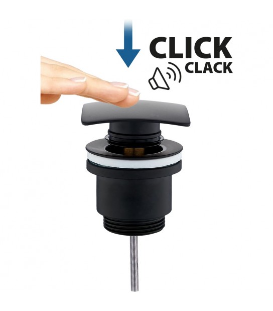 Piletta Click Clack Quadrata Per Lavabo Nero Opaco 11/4 X 68 Mm