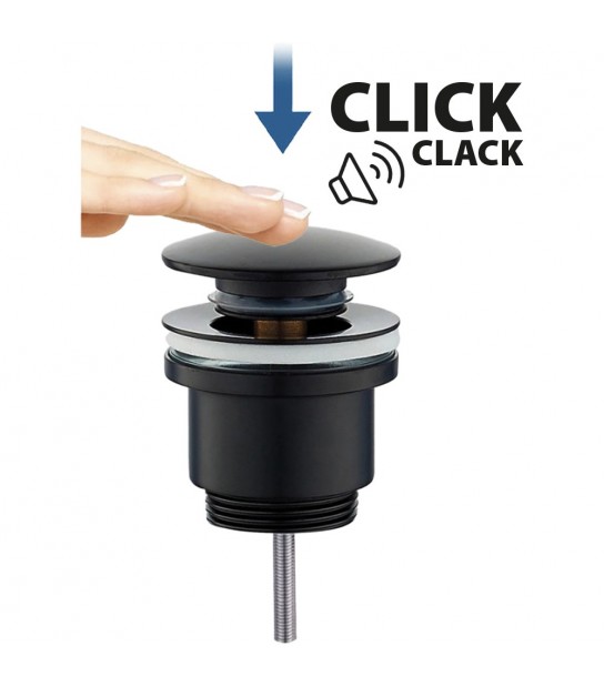 Piletta Click Clack Tonda Per Lavabo Nero Opaco 11/4