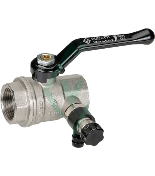 Valvola A Sfera F/F Con 2 Spurghi, Rubinetto E Tappo Leva Alluminio Bugatti 1/2Ff - Dn15