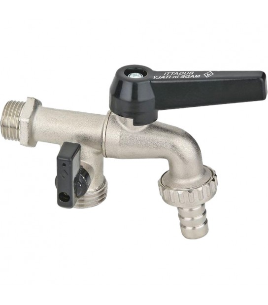 Rubinetto Portagomma A Sfera Duplex Con Leva In Alluminio Bugatti 1/2 X 3/4 - Dn10