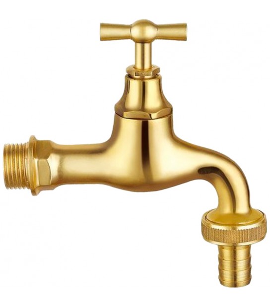 Rubinetto Portagomma A Sfera In Ottone Giallo Lucido 3/4