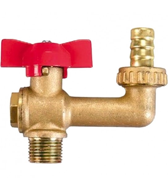 Rubinetto Idrante A Sfera Con Portagomma In Ottone Giallo Bugatti 1/2 - Dn15