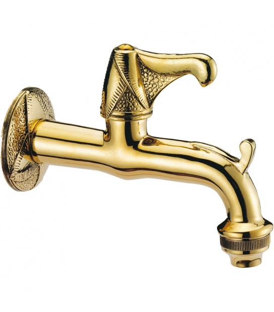 Rubinetto Artistico Per Fontana Con Vitone Rapido Impero In Ottone Giallo 1/2