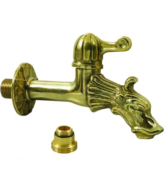 Rubinetto Artistico Per Fontana A Sfera Con Attacco Portagomma 1/2 + Rosone