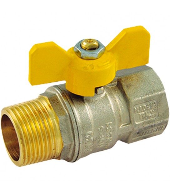 Valvola A Sfera Gas M/F Con Farfalla Gialla In Alluminio Tiemme 3/4 Dn18 - Pn30