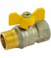 Valvola A Sfera Gas M/F Con Farfalla Gialla In Alluminio Tiemme 1 Dn23,5 - Pn30
