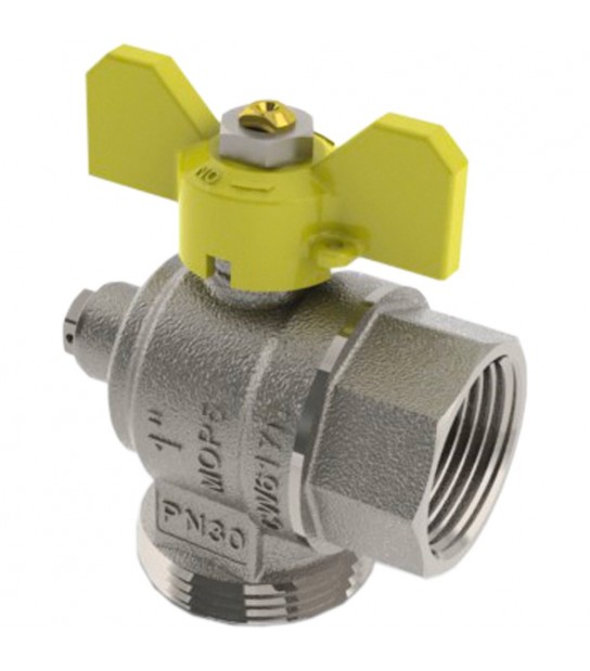 Valvola Gas Ad Angolo Post-Contatore Con Presa Tiemme 3/4 F X 11/4 M