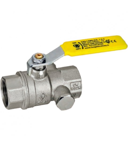 Valvola A Sfera Gas F/F Con Presa Di Pressione E Leva In Acciaio Bugatti 3/4 - Dn20