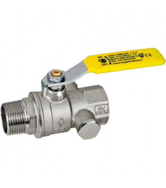 Valvola A Sfera Gas M/F Con Presa Di Pressione E Leva In Acciaio Bugatti 3/4 - Dn20