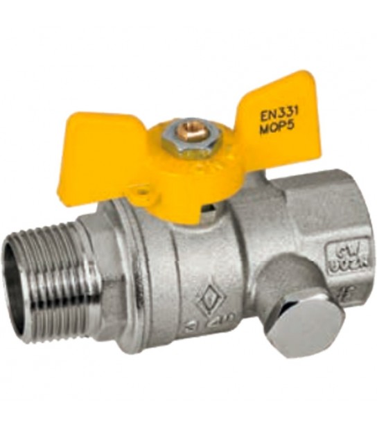 Valvola A Sfera Gas M/F Con Presa Di Pressione E Farfalla In Alluminio Bugatti 3/4M X 1/4F - Dn20