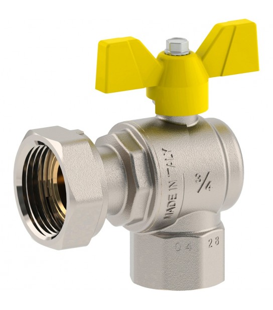 Valvola A Sfera Gas A Squadro F/F Con Dado Girevole E Farfalla Alluminio Fiv 3/4F X 3/4G