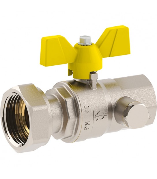 Valvola A Sfera Gas F/F Con Presa Pressione Dado Gir. E Farfalla In Alluminio Fiv 3/4F X 1G - Dn20