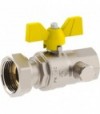 Valvola A Sfera Gas F/F Con Presa Pressione Dado Gir. E Farfalla In Alluminio Fiv 3/4F X 1G - Dn20