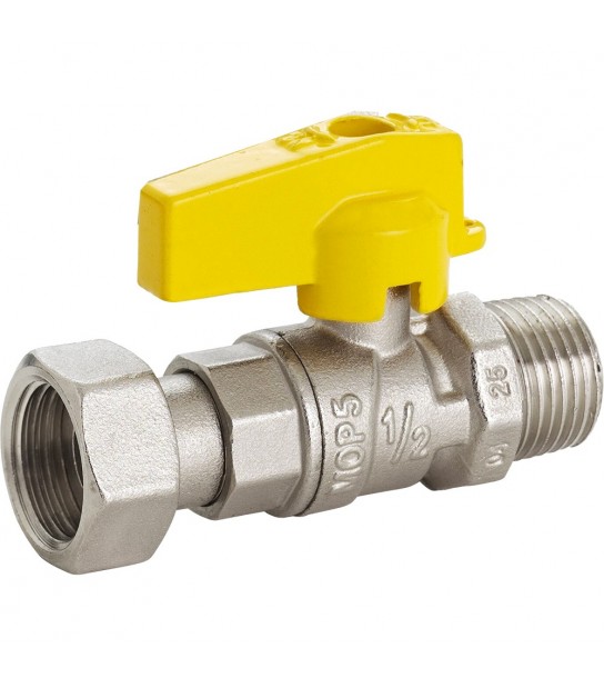 Rubinetto Gas A Sfera Maschio Diritto Con Dado Girevole Fiv 1/2M X 3/4G